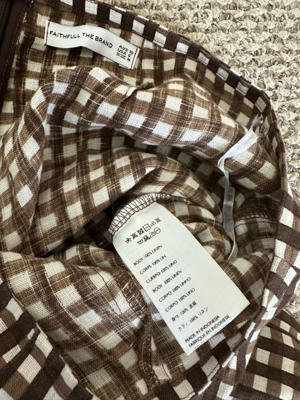 Faithfull the Brand Brown and White Gingham Wide-Leg Pants - Picture 6 of 7